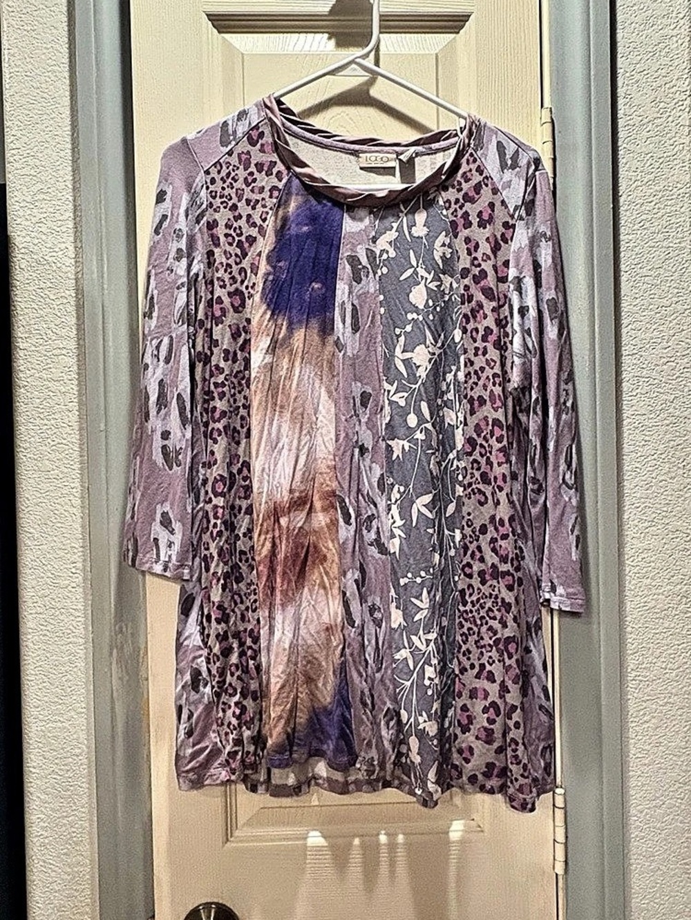 Logo Animal Print Mini Dress or tunic in Purple & Pink Size xlg Like N